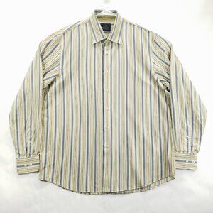 Tommy Bahama Indigo Palms Shirt Mens XL Yellow Blue Striped Cotton Button-Up